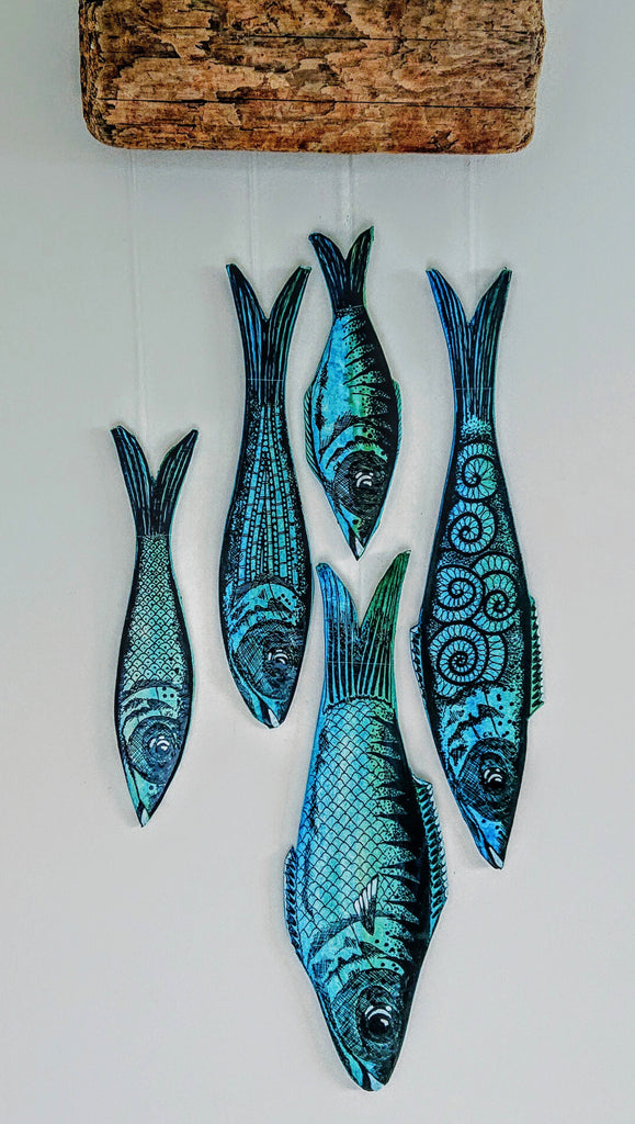 Five Clay Fish Wall Hanging Large