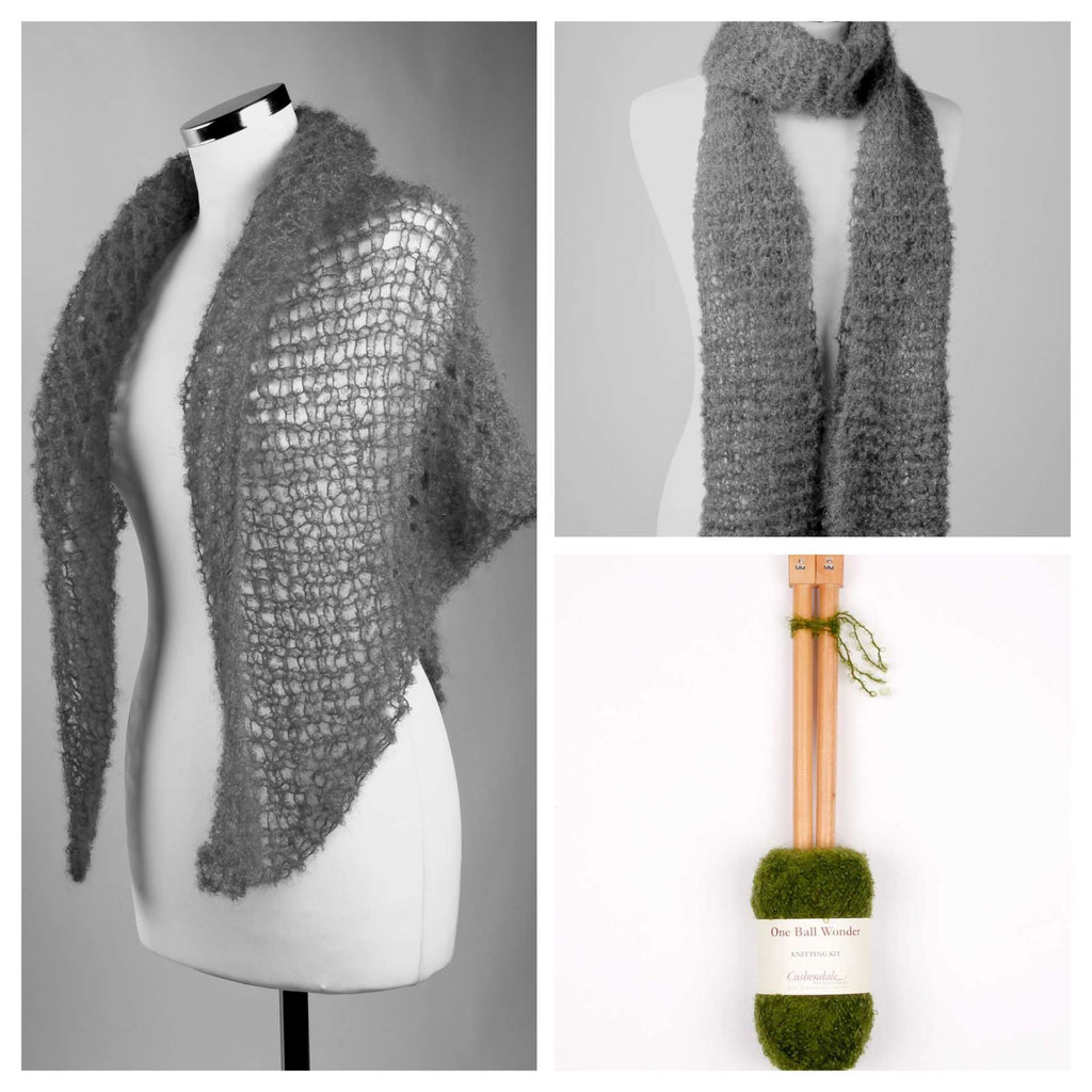 Scarf/Shawl Mohair Knitting Kit, available in a no. of colours