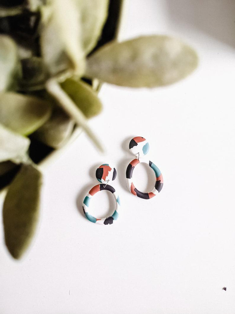 Abstract hoops -  Polymer Clay Earrings