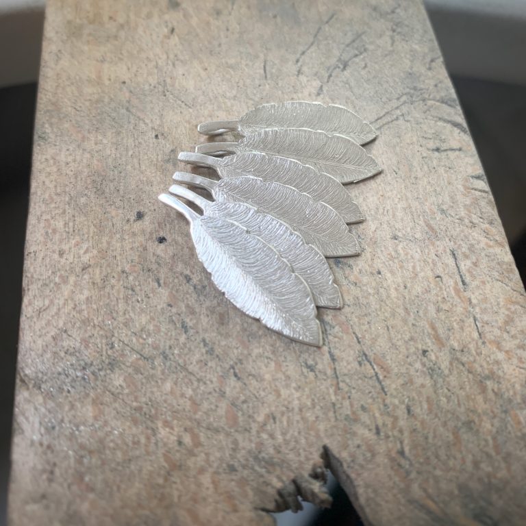 Feathers Appear Pendant with Initial Disc