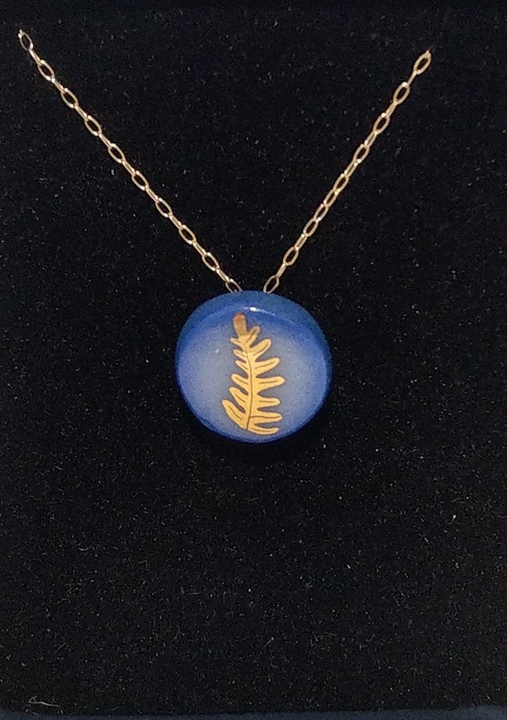 Gold Fern Necklace available in Black, Blue , White and Pink