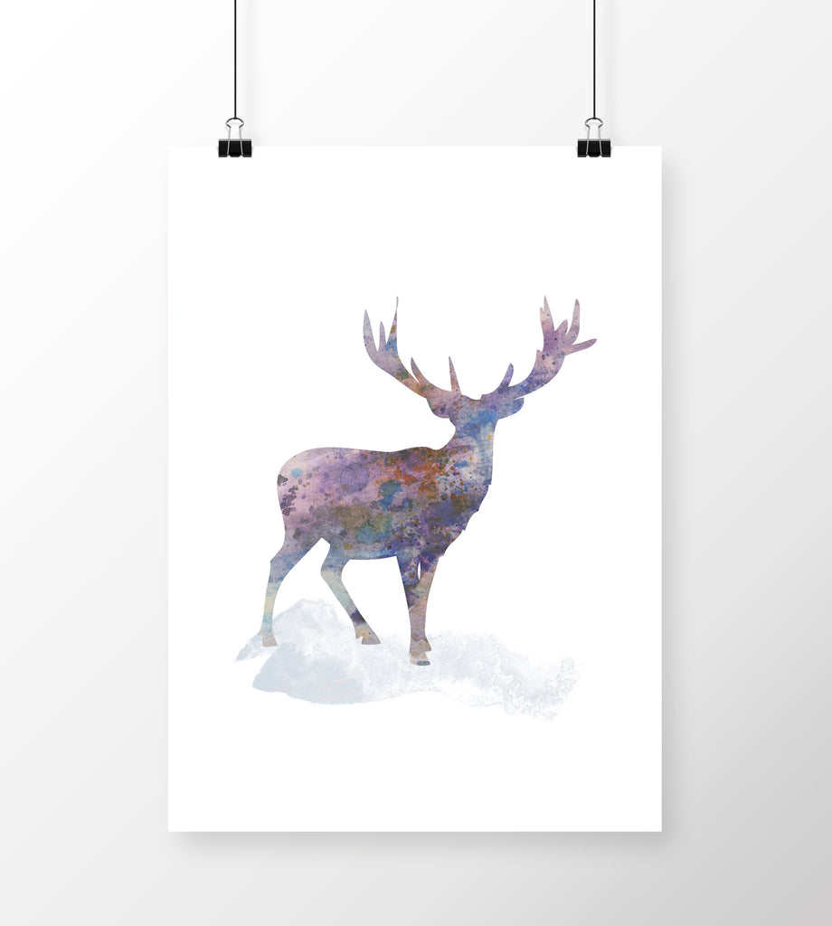 Ink and Watercolour Print Deer Ireland A4