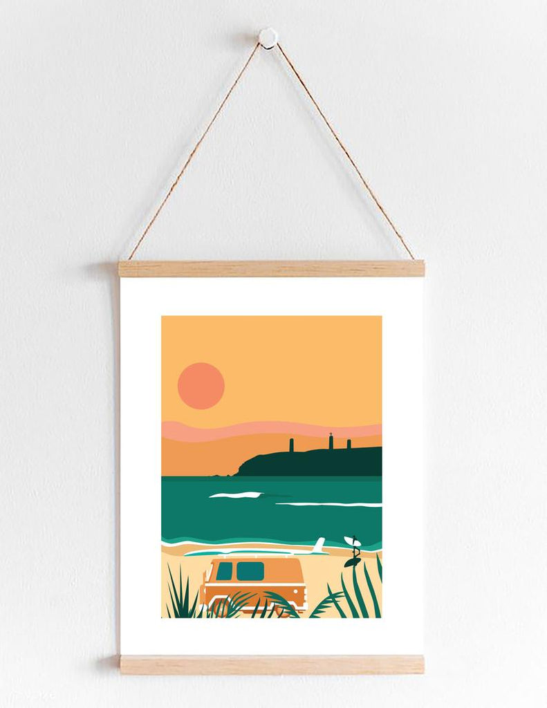 Sunset Surf, Tramore, Co. Waterford Travel Poster